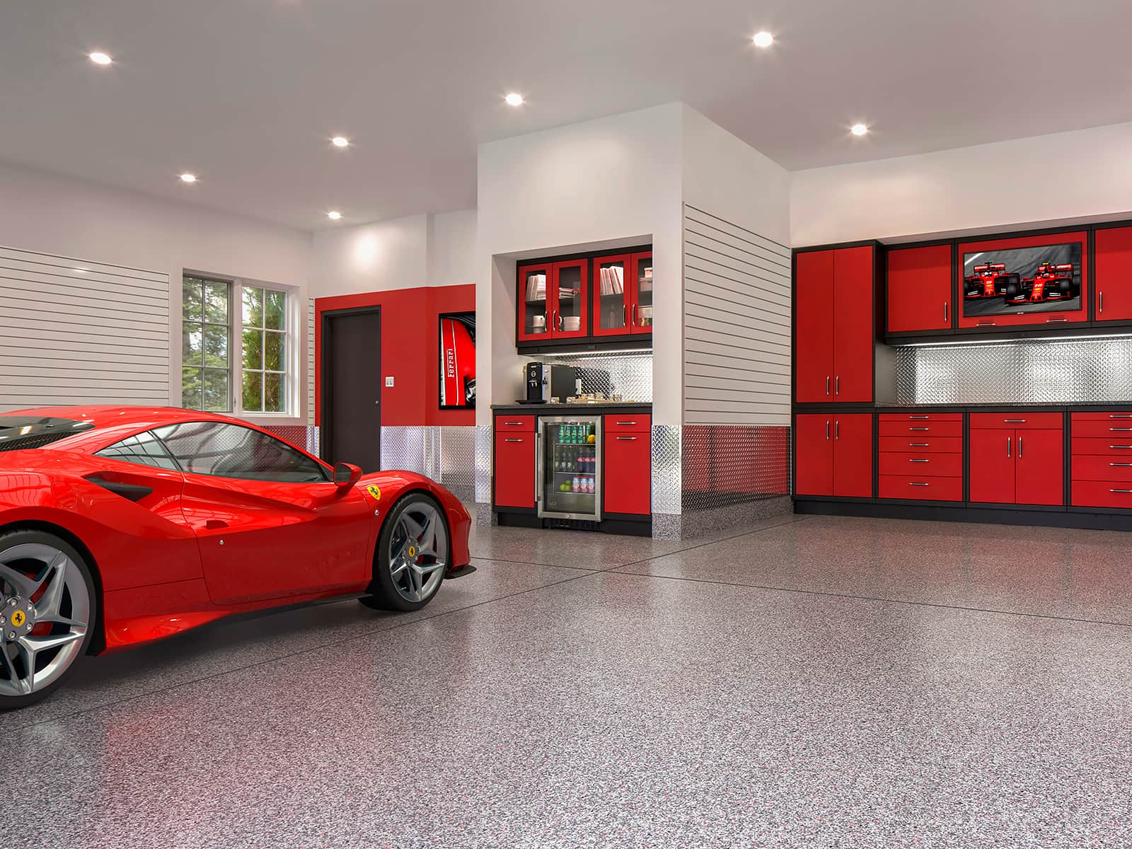 Red and black on sale metallic epoxy floor